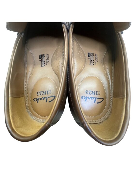Clarks Men’s Brown Leather Soft Cushion Insole Slip-On Penny Loafers Size 8